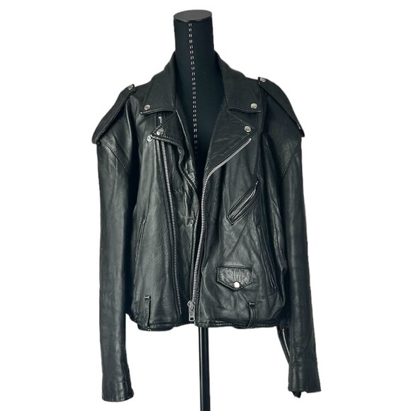 Black Biker Style Leather Jacket (Cosa Nova) - Picture 2 of 7